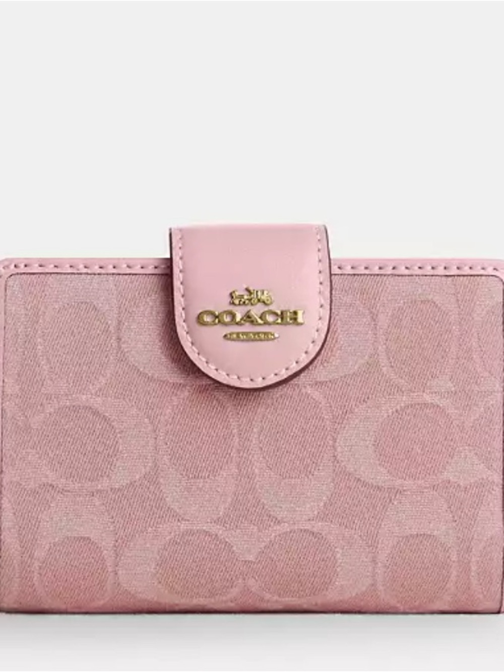 Coach Pink denim medium zip wallet